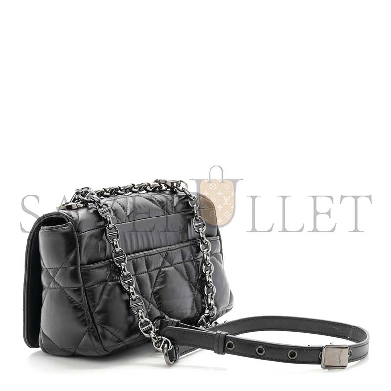 D*or calfskin macrocannage small caro bag black (20*12*7cm)